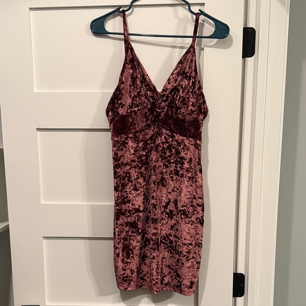 Free People Velvet Dress in Deep Red